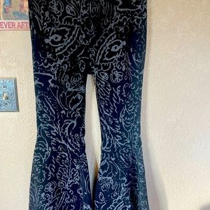 Free People Black paisley high rise flare jeans